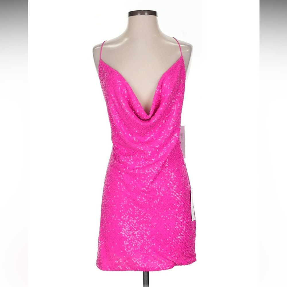 NEW Jay Godfrey Barbie Pink Baldwin Sequin Cowl Neck Mini Slip Dress Size 6